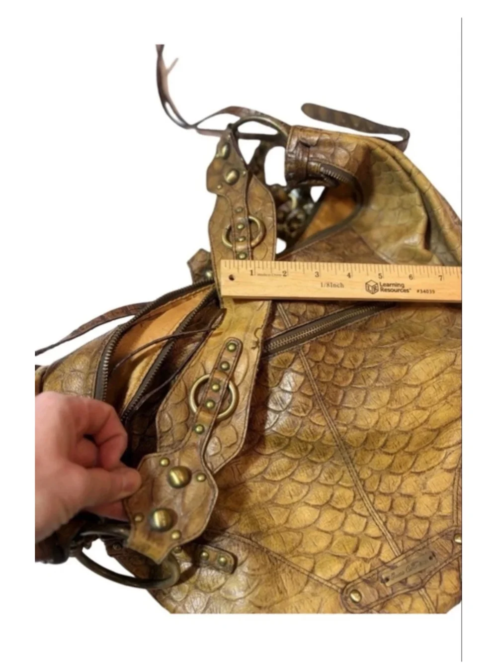 Vintage Guess Collection Brown Faux Snakeskin Hobo Shoulder Bag Y2K Boho flaw